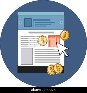 Pay Per Click concept. Flat design. Icon in blue circle on white background Stock Vector