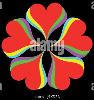 Rainbow Hearts on black Stock Vector