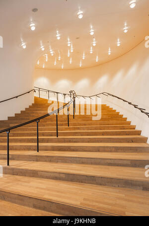 Interior shot of Elbphilharmonie concert hall at hamburg. Stairway to the grand hall. Stock Photo