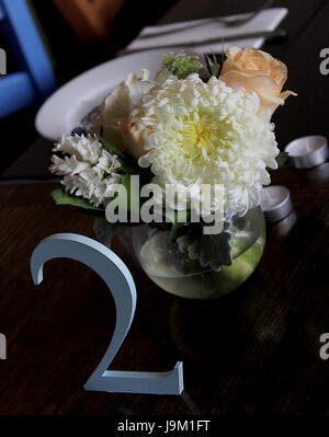 Table set up for an event Stock Photo