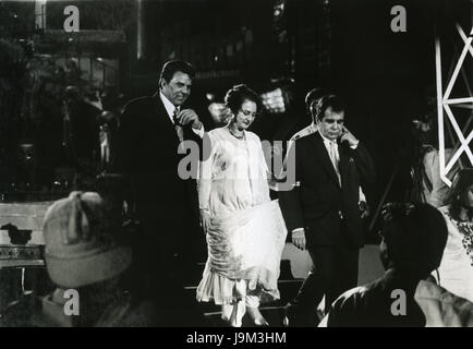 Indian film actors and actress, Dharmendra, Saira Banu and Dilip Kumar, India, Asia Stock Photo
