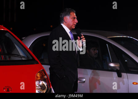 Ratan Tata launch Car, Nano, India, Asia, NOMR Stock Photo