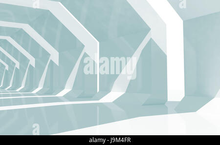 Abstract blue toned cg background with empty shining tunnel interior ...
