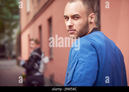 Portrait of male tourist exploring the city Stock Photo