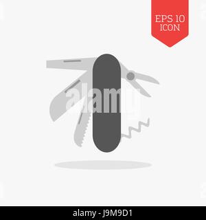 Pocket swiss knife icon. Flat design gray color symbol. Modern UI web navigation, sign. Illustration element Stock Vector