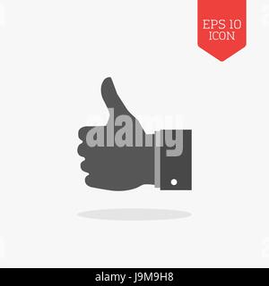 Thumb up, like icon. Flat design gray color symbol. Modern UI web navigation, sign. Illustration element Stock Vector