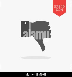 Thumb down, dislike icon. Flat design gray color symbol. Modern UI web navigation, sign. Illustration element Stock Vector