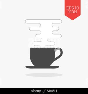 Coffee cup with smoke icon. Flat design gray color symbol. Modern UI web navigation, sign. Illustration element Stock Vector