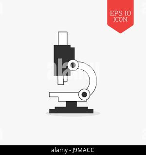 Microscope icon. Flat design gray color symbol. Modern UI web navigation, sign. Illustration element Stock Vector
