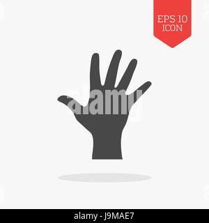 Hand, palm icon. Flat design gray color symbol. Modern UI web navigation, sign. Illustration element Stock Vector