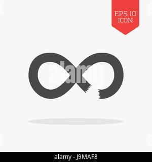 Broken infinity icon. Flat design gray color symbol. Modern UI web navigation, sign. Illustration element Stock Vector