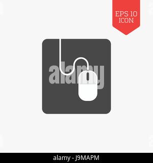 Mouse on mouse pad icon. Flat design gray color symbol. Modern UI web navigation, sign. Illustration element Stock Vector