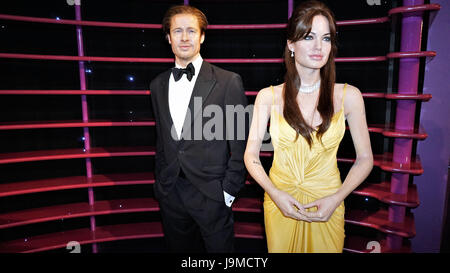 Brad Pitt wax figure and Angela Jolie wax figure, Stock Photo