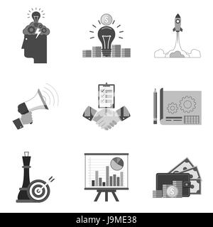 Set of business icons and symbols in trendy flat style isolated on white background. Vector illustration elements for your web site design, logo, app, Stock Vector
