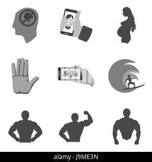 Set of people icons and symbols in trendy flat style isolated on white background. Vector illustration elements for your web site design, logo, app, U Stock Vector
