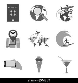 Set of travel icons and symbols in trendy flat style isolated on white background. Vector illustration elements for your web site design, logo, app, U Stock Vector
