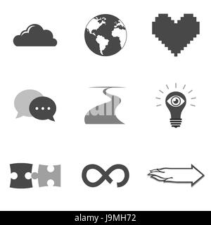 Set of icons and symbols in trendy flat style isolated on white background. Vector illustration elements for your web site design, logo, app, UI. Stock Vector