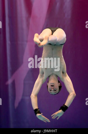 Aidan Heslop during the Mens 10m preliminary round during the British Diving Championships at the Royal Commonwealth Pool, Edinburgh. Stock Photo