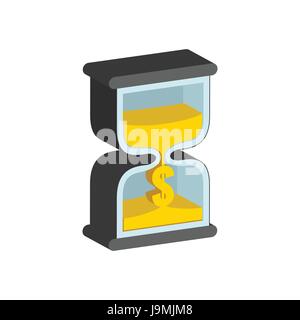 Sandclock, Time is money concept symbol. Flat Isometric Icon or Logo. 3D Style Pictogram for Web Design, UI, Mobile App, Infographic. Vector Illustrat Stock Vector