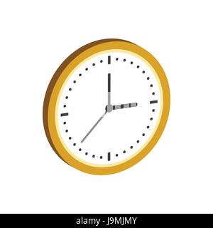 Clock symbol. Flat Isometric Icon or Logo. 3D Style Pictogram for Web Design, UI, Mobile App, Infographic. Vector Illustration on white background. Stock Vector