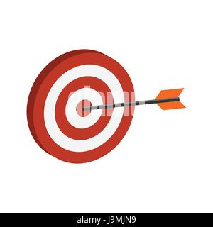 Arrow hitting target symbol. Flat Isometric Icon or Logo. 3D Style Pictogram for Web Design, UI, Mobile App, Infographic. Vector Illustration on white Stock Vector