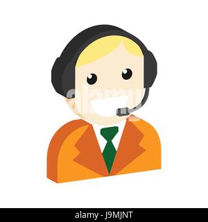 Operator avatar, Customer support symbol. Flat Isometric Icon or Logo. 3D Style Pictogram for Web Design, UI, Mobile App, Infographic. Vector Illustra Stock Vector