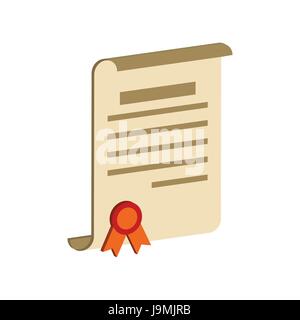 Diploma scroll, certificate symbol. Flat Isometric Icon or Logo. 3D Style Pictogram for Web Design, UI, Mobile App, Infographic. Vector Illustration o Stock Vector