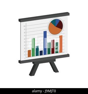 Whiteboard with infographics symbol. Flat Isometric Icon or Logo. 3D Style Pictogram for Web Design, UI, Mobile App, Infographic. Vector Illustration  Stock Vector