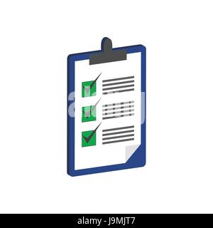 Clipboard with checklist symbol. Flat Isometric Icon or Logo. 3D Style Pictogram for Web Design, UI, Mobile App, Infographic. Vector Illustration on w Stock Vector