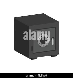 Metal bank safe symbol. Flat Isometric Icon or Logo. 3D Style Pictogram for Web Design, UI, Mobile App, Infographic. Vector Illustration on white back Stock Vector