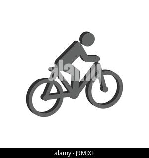 Cyclist symbol. Flat Isometric Icon or Logo. 3D Style Pictogram for Web Design, UI, Mobile App, Infographic. Vector Illustration on white background. Stock Vector