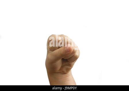 Fist of a child on a white background Stock Photo