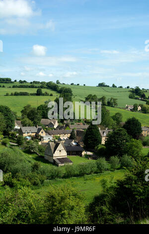 View over Naunton village, Gloucestershire, England, UK Stock Photo