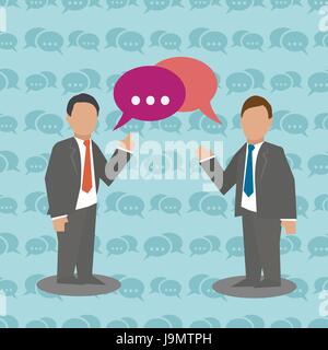 Communication Two businessmen with speech bubble Stock Vector