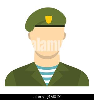 Army soldier icon, flat style Stock Vector