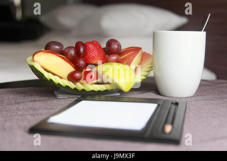 cup, room, progenies, fruits, hotel, bedroom, amenities, coffee, bowl, cup, Stock Photo