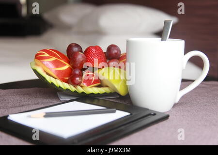 scratchpad, tea, progenies, fruits, fruit, hotel room, coffee, cup, scratchpad, Stock Photo