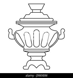Russian samovar icon, outline style Stock Vector