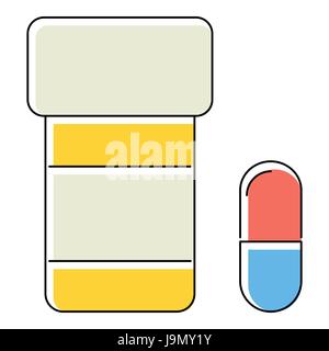 Pills in jar icon, flat style Stock Vector