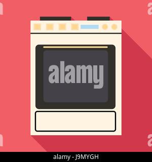 Gas stove icon, flat style Stock Vector