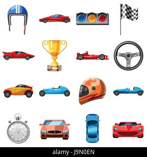 Race icons set, cartoon style Stock Vector