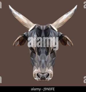 Bull low poly design. Triangle vector illustration. Stock Vector
