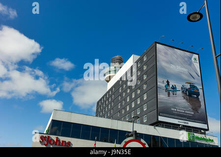 Large advert on side of building in Liverpool Stock Photo
