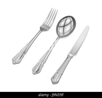 knife, fork and spoon, silverware isolated on white background vector ...