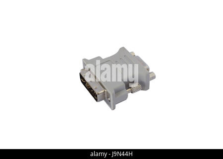 Isolated DVI to VGA Adapter on white background Stock Photo