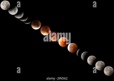 Total lunar eclipse sequence Stock Photo