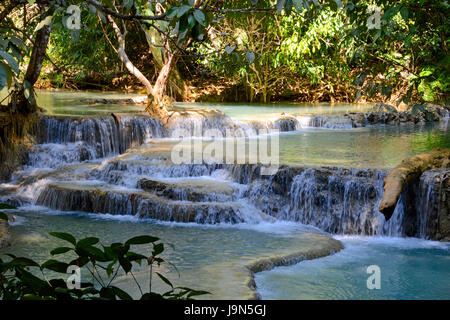 Tat Kuang Si waterfalls, near Luang Prabang, Laos Stock Photo