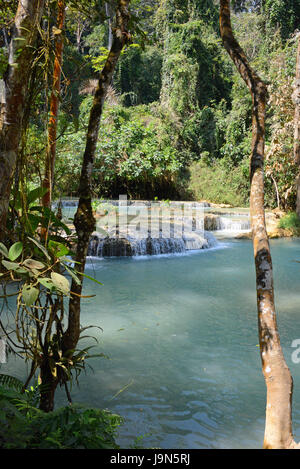 Tat Kuang Si waterfalls, near Luang Prabang, Laos Stock Photo