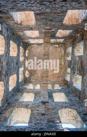 Interior view of the belfry, Sant Pere de Rodes, Girona, Catalonia Stock Photo