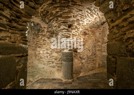 View of the crypt, Sant Pere de Rodes, Girona, Catalonia Stock Photo
